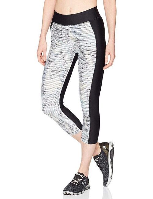 Women UA Under Armour Heat Gear Armour Graphic Leggings Black/White 1310667-001