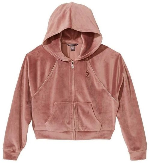 $50 VICTORIA'S SECRET VELOUR FULL ZIP RHINESTONE TRACK JACKET VINTAGE ROSE XXL