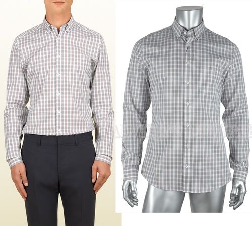 GUCCI MENS DRESS SHIRT GREEN RED WEB CHECK W POCKET SLIM FIT $370 sz 38 / 15