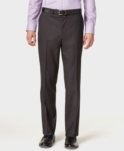 $179 Kenneth Cole 31w X 35l Men'S Gray Plaid Slim Fit Flat Front Dress Pants