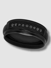$269 C & C Jewelry Men's Black Stainless Steel Diamond Dome Band Ring Size 8.5
