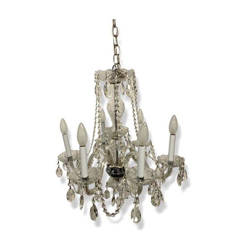 $575 Crystorama Clear Silver Chrome Traditional Crystal 6-Light Chandelier Ø23"