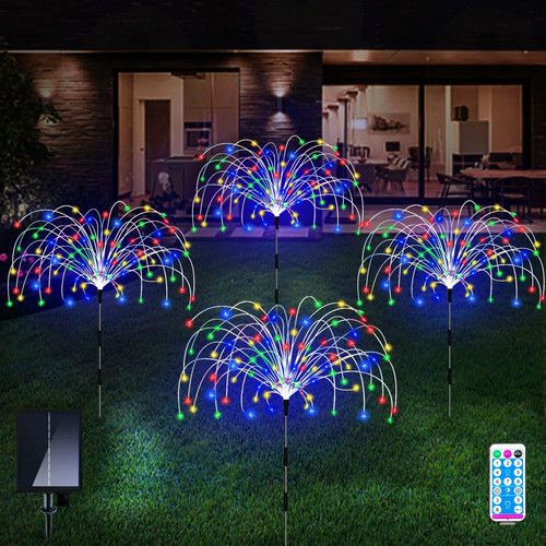 Solar Firework Garden Lights - 4 Pack Waterproof Decorative Pathway Lights