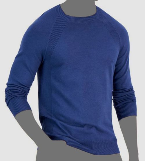 $60 Alfani Men's Blue Pullover Long-Sleeve Ribbed Raglan Sweater Size XL