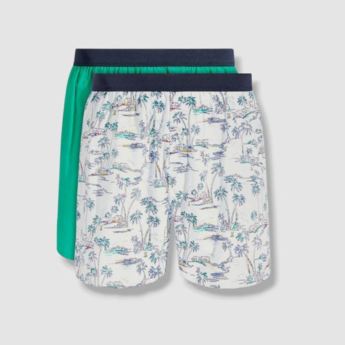 $25 Club Room Men's White Green Cotton Graphic 2-Pack Underwear Boxer Size XL