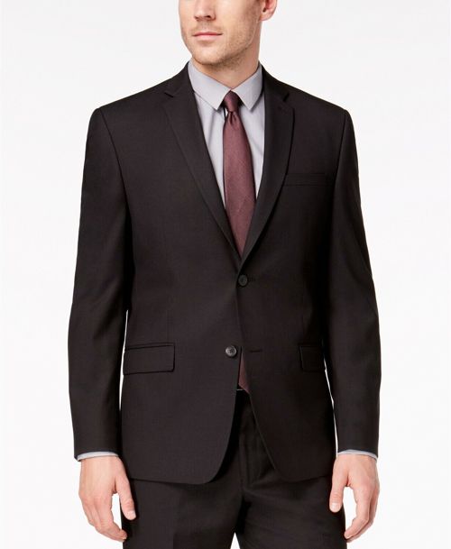 $536 Marc New York 40L Men Black Classic Fit Textured Suit Jacket Blazer Coat