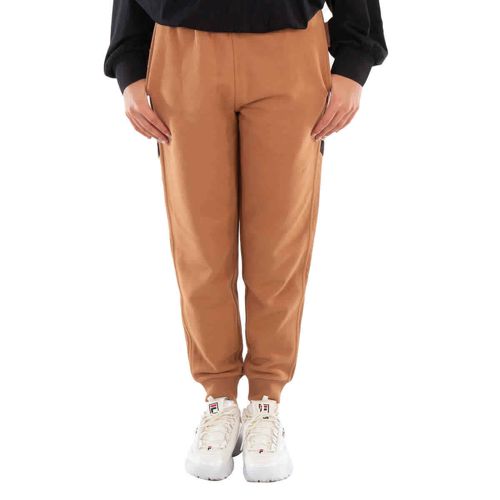 Burberry Ladies Camel Larkan Check Panel Jogging Pants