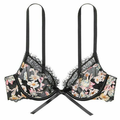 $70 VICTORIAS SECRET DREAM ANGELS UNLINED DEMI BRA EMBROIDERED FLORAL LACE NWT