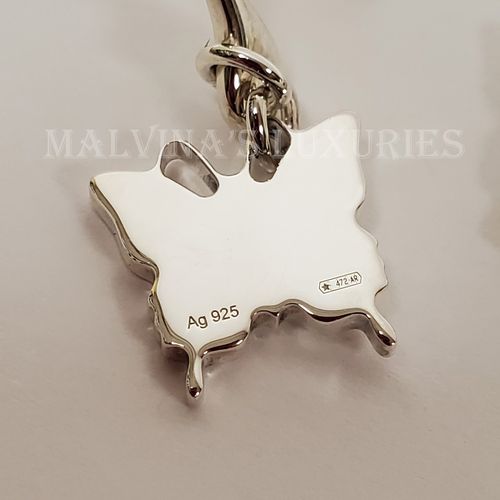 GUCCI EARRINGS STERLING SILVER BUTTERFLY DROP TRADEMARK LOGO