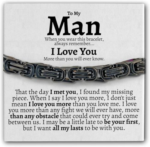 to My Man Steel Twist Bracelet, Mens Gift for Him, Birthday Gift for Husband fro