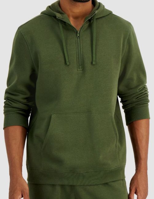 $40 ID Ideology Men's Green 1/2-Zip Long-Sleeve Hooded Sweater Size XL