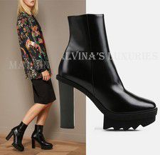 STELLA MCCARTNEY BOOTS FELIK PLATFORM ANKLE BLACK FAUX LEATHER $1,195 sz 41 11