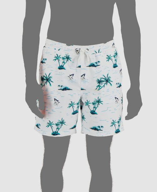 $45 Club Room Men's White Tropical Swim Trunks Swimwear Size L