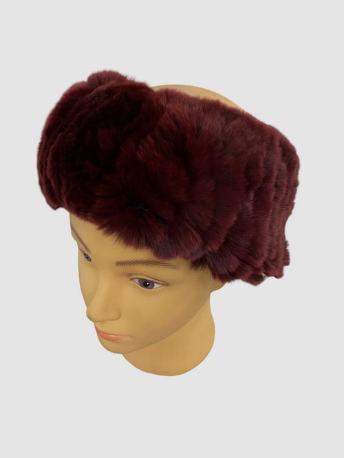 $98 Surell Womens Red Rabbit Fur Stretch Headband One SZ