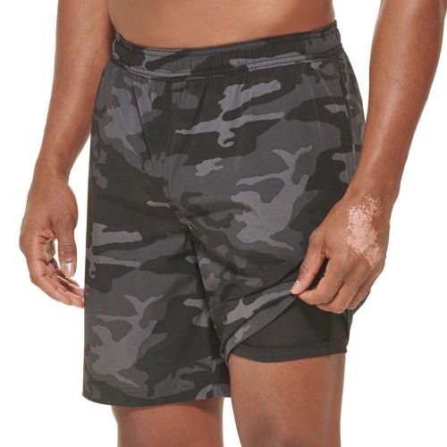 Kirkland Signature Men's Swim Shorts Built In Brief Zipper Pocket Black Camo M