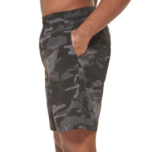Kirkland Signature Men's Swim Shorts Built In Brief Zipper Pocket Black Camo M