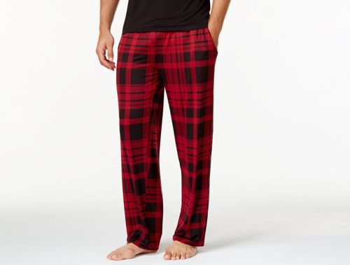$85 32 Degrees Cool Mens Pajamas Pants Red Black Plaid Lounge Sleepwear Size XL