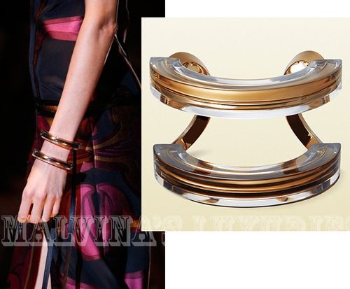 GUCCI BRACELET ORANGE RESIN & METAL CUFF SIGNATURE LOGO $650 sz 17