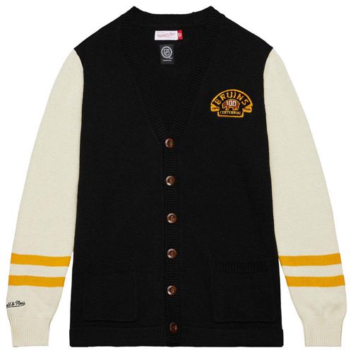 Mens Mitchell & Ness NHL 100TH ANNIVERSARY CARDIGAN SWEATER BRUINS