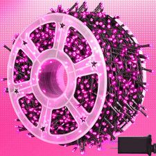 500 LED Pink Christmas Lights, 164 FT Black Wire, 8 Modes for Indoor/Outdoor