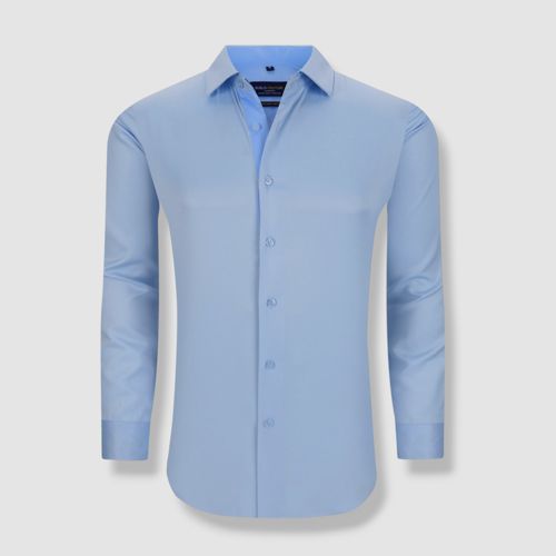 Suslo Couture Men's Blue Slim 4-Way Stretch Button-Up Shirt Size S
