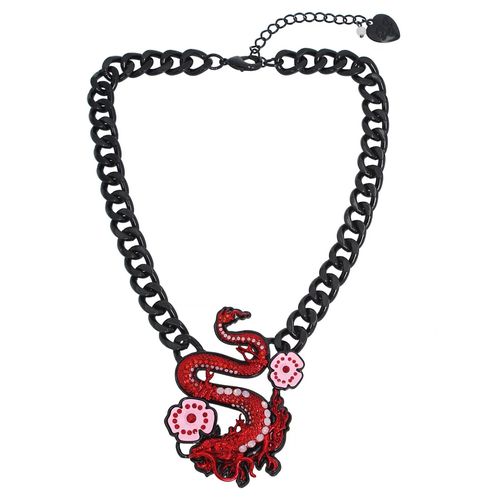 BETSEY JOHNSON NECKLACE LOOK INTO YOUR HEART DRAGON PENDANT