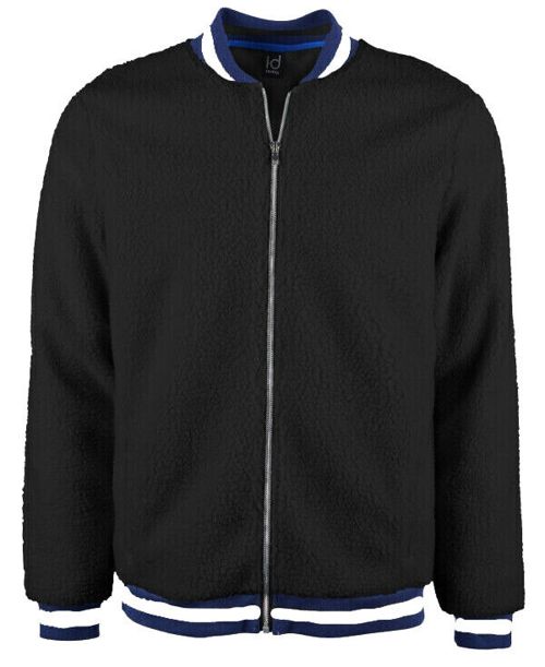$255 I-D Ideology Men Black Full-Zip Fleece Bomber Baseball Collar Jacket Size M