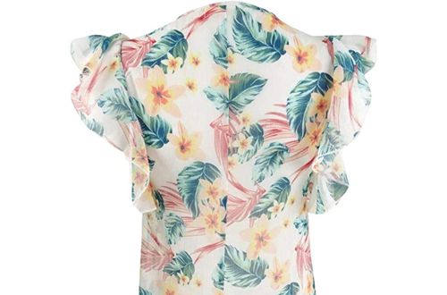 Miken Women's Ruffled Lace-Up Dress Swim Cover-Up,White/Fairytail Size XS $28