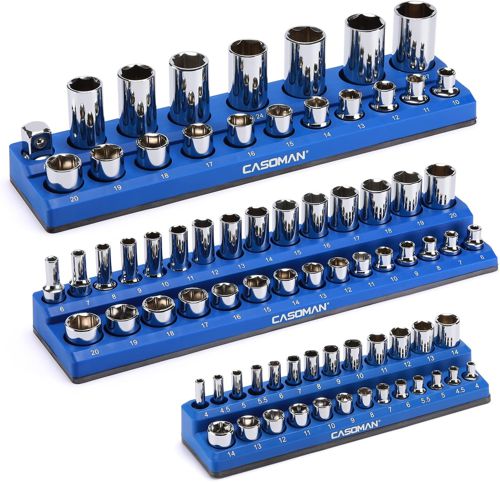 Magnetic Socket Organizer, 3 Piece Socket Holder Kit, 1/2-Inch, 3/8-Inch, 1/4-In
