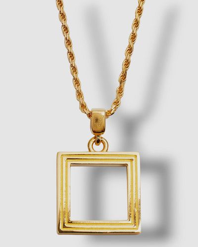 $440 IVI Women's Yellow Gold Plated Small Aurelia Charm Square Pendant Necklace