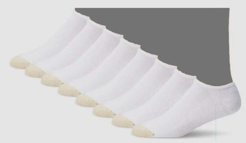 Gold Toe Men's White 8 Pair No-Show Liner Cotton Socks Ankle Pack Shoe 6-12
