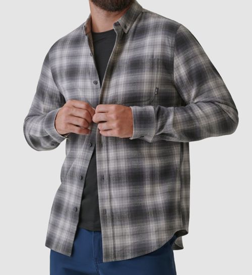 Bass Outdoor Men's Gray Expedition Flannel Button Shirt Size S