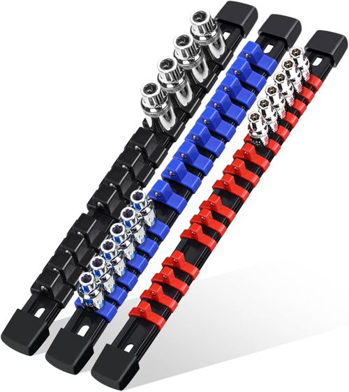 3-Piece Socket Organizer Rail Set, Premium Socket Holder, Heavy-Duty Socket Rack