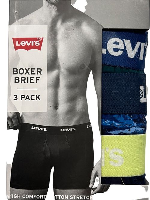 NWT LEVI'S 3 Pack Boxer Brief Underwear Sz MEDIUM Blue Yellow Green