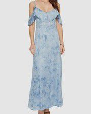 $200 Amuse Society Women's Blue Lost Paradise Off The Shoulder Maxi Dress Size S