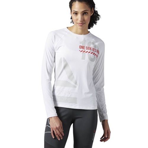 [S94256] New Women's REEBOK Activchill Long Sleeve Running Tee Shirt - White