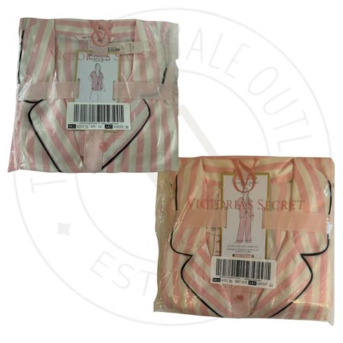 NWT Victoria’s Secret Glazed Satin Pajama set Pants or Shorts PINK ICONIC STRIPE
