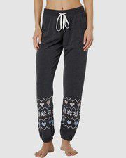 $73 PJ Salvage Women's Gray Embroidered Summit View Joggers Sleepwear Size S