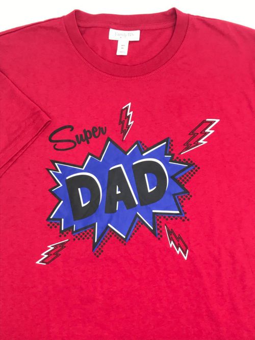 $75 Family Pj'S Men Red Blue Black Super Dad T Shirt Crew-Neck Short-Sleeve Xl