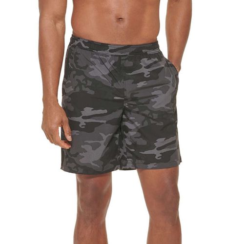 Kirkland Signature Men's Swim Shorts Built In Brief Zipper Pocket Black Camo M