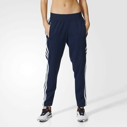 [B43986] Womens Adidas Athletics 3S 3 Stripe Tapered Pants - Navy White
