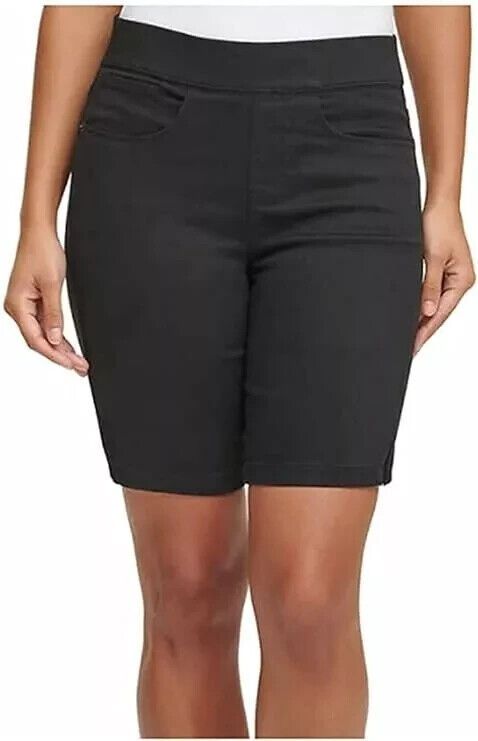 DKNY Jeans Ladies Pull On Comfort Stretch Denim Bermuda Shorts Black Size Small