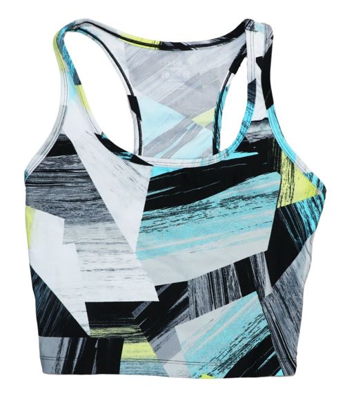 Calvin Klein Women's Performance Printed Racerback Crop Tank Top Green Glow L
