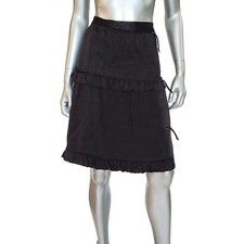 YVES SAINT LAURENT RIVE GAUCHE SKIRT RUFFLED WRAP w LEATHER TIES $1,290 44 US 12