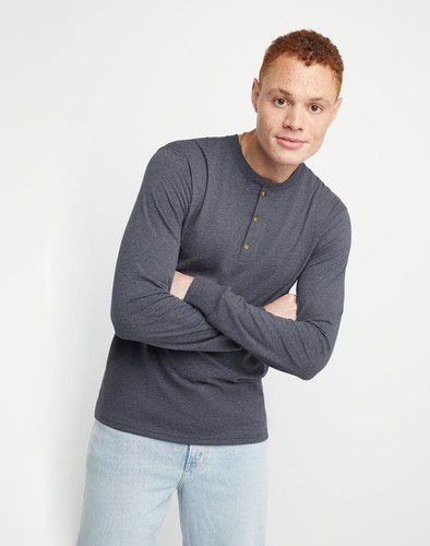 Hanes Henley Long Sleeve Originals Men's Tri-Blend Three Button Camping Outdoors