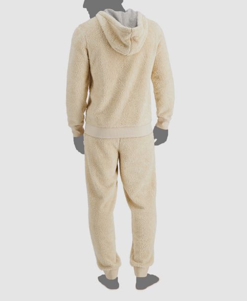 $70 Club Room Men Ivory Fleece Full Zip Reversible PJ Hoodie Sweater Size XL
