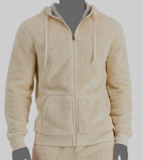 $70 Club Room Men Ivory Fleece Full Zip Reversible PJ Hoodie Sweater Size XL