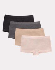 Hanes Girl's Tween Boyshort 4-Pack Underwear Seamless Comfortable Light Neutrals