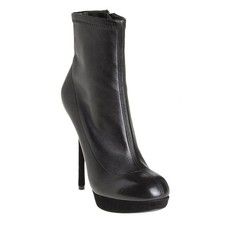 JOHN GALLIANO ANKLE BOOTS PLATFORM BLACK LEATHER 38.5 / 8.5