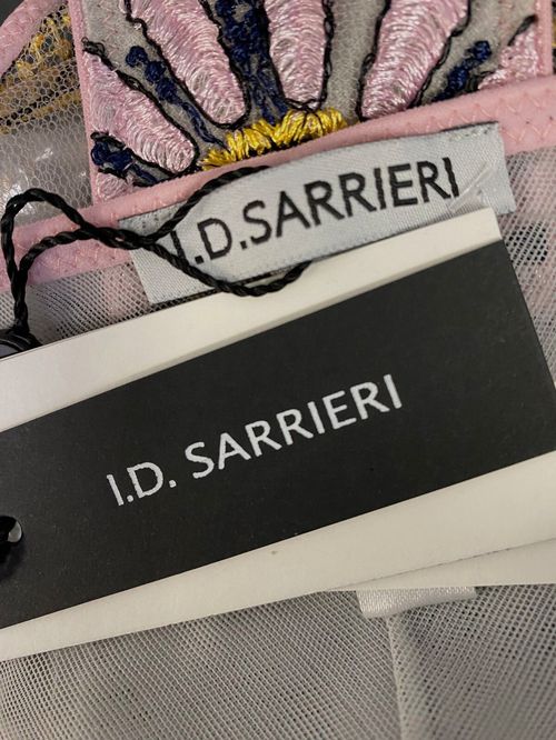 $165 I.D. Sarrieri Women Gray Bohemia Embroidered Mesh Thong Panty Sz FR 2/ US M